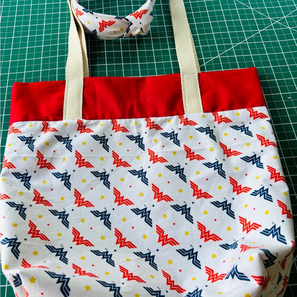 Wonder Woman Themed Tote Bag - Red and White